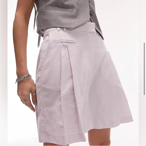NWT Topshop Linen Blend Longline Shorts in Lilac Size 6 - Picture 4 of 11